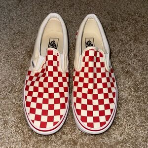 Red Checker Slip-On Vans